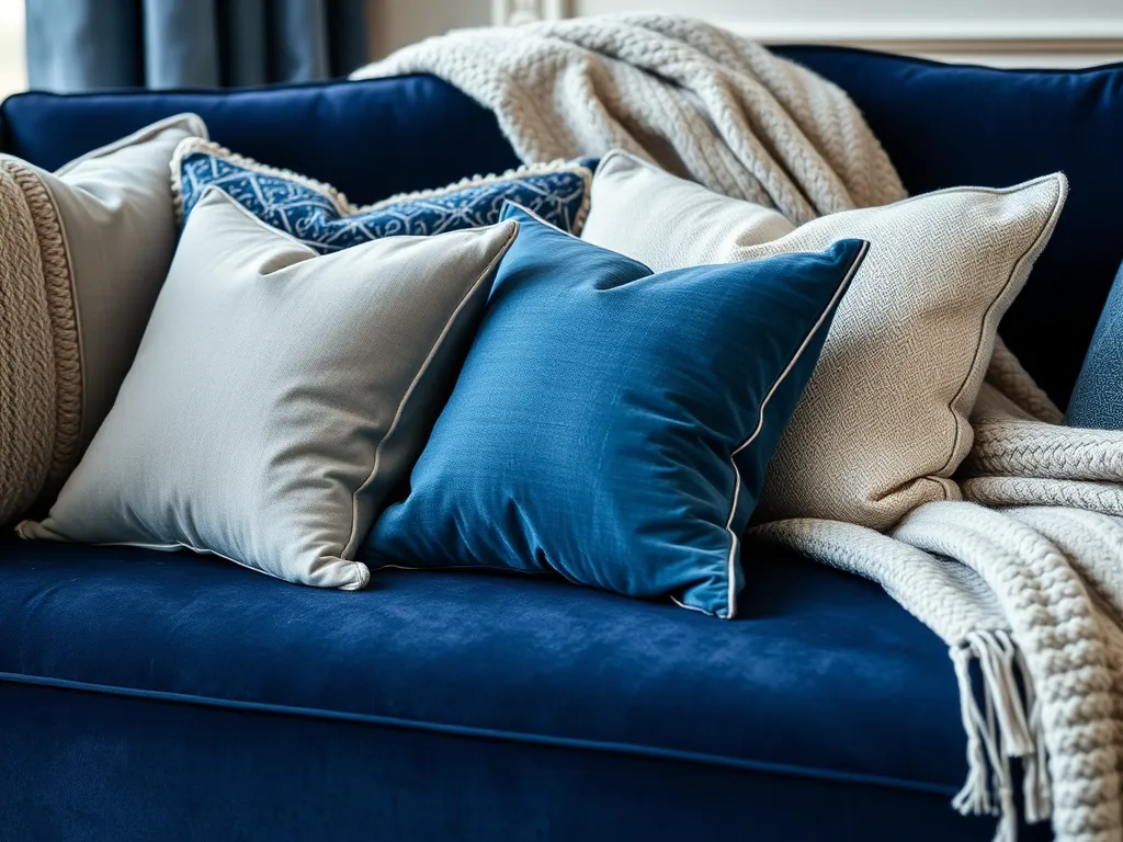 Jakie poduszki do granatowej kanapy?